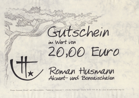 Geschenkgutschein über 20,00 Euro
