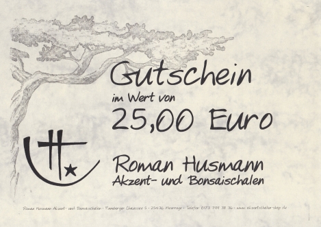 Geschenkgutschein über 25,00 Euro